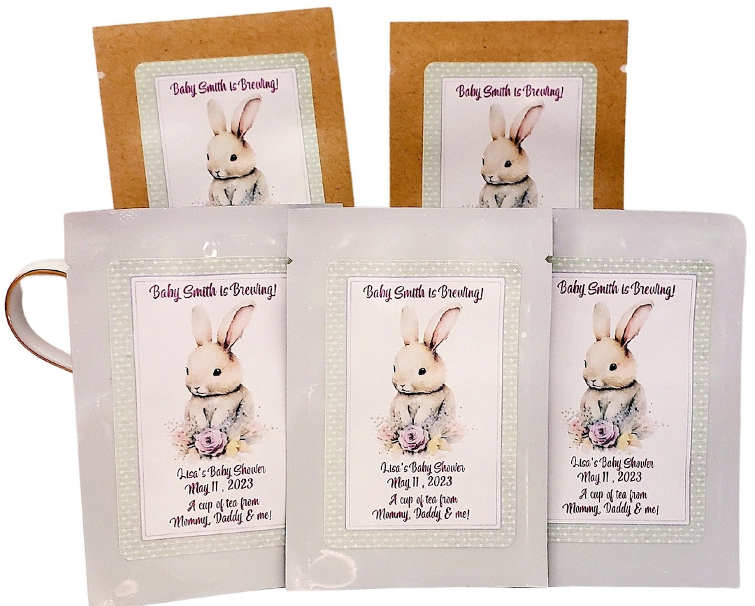 Personalized Bunny Rabbit Tea Bag Party Favor, Birthday Bridal and Baby ...