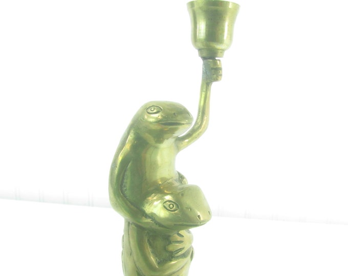 Frog Frog Candle Holder Vintage Candle Holder Brass Candle Etsy