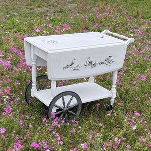 Vintage tea Cart, Tea Trolley, bar cart,  shabby chic furniture, Home Bar, whimsical, garden decor, vintage decor,Solid Wood Tea Cart