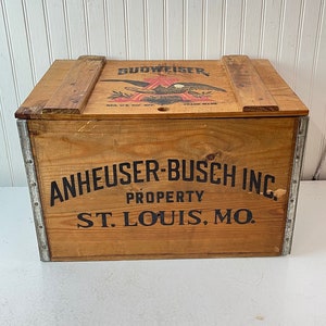 RARE VTG ANHEUSER BUSCH Budweiser Beer Wood Box Crate Case W