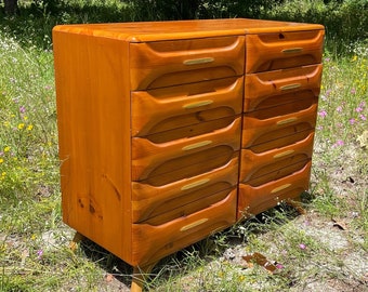 Vintage Chest Of Drawers,Franklin Shockey sculptured pine, vintage dresser, solid wood furniture, bedroom decor, mid century furniture