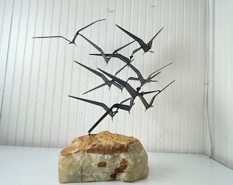 Curtis Jere, Signed Sculpture, Metal Sculpture, Birds, Retro Art