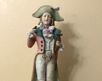 Antique German bisque figurine, Ceramic gentleman figurine, German figurine, collectible, gift, vintage figurine, Victorian figurine