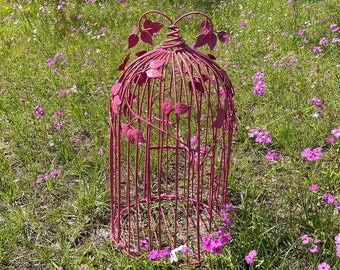 Vintage birdcage , metal birdcage, wedding decor, decorative bird cage, cottage decor, wire birdcage, shabby chic birdcage