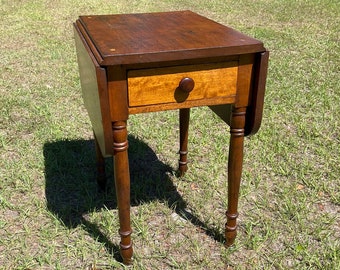 Antique Walnut Sheraton Drop Leaf Table, end table, Wood Furniture, antique table, traditional Decor, wood table, small dining table