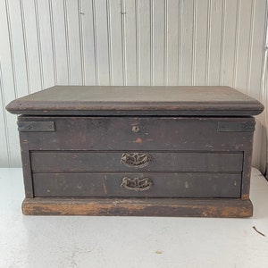 Vintage Machinist Chest, wood tool box, wood drawer box, storage cabinet, craft box, vintage wood box, organizer, file box