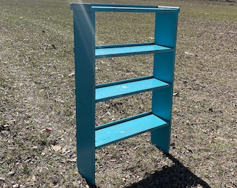 Painted wood  Book Shelf,distressed furniture, chippy paint,retro shelf, vintage book shelf, wood  furniture ,shabby chic decor,plant stand,