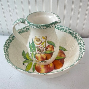 Stoneware Serving Pitcher with Apple, Pear and Grapes – The Standing Rabbit