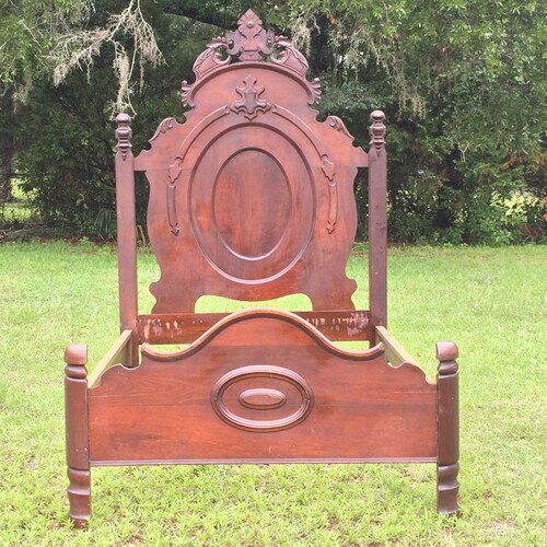 Antique Bed Wood Bed Ornate Headboard Farmhouse Bedroom Etsy