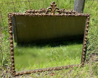 Antique Mirror, vintage mirror, wall hanging, Gold Gilt Frame, wall mirror, Wood Frame Mirror, Gold Mirror, Ornate Mirror,