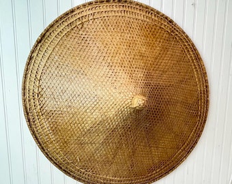 Vintage Hat, huge straw hat, Vietnamese rice hat, wicker hat, authentic Vietnamese hat,sun hat, wall decor, large rim hat,