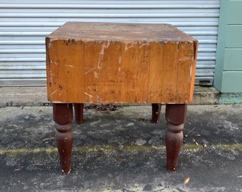 Antique butcher block, farmhouse decor, butcher block table, kitchen island, cutting board table, kitchen table, primitive rustic table