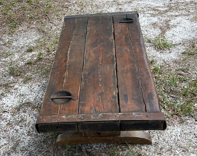 Antique Ship Hatch Coffee Table, Liberty Ship Hatch, Unique Furniture, Nautical Wood Table