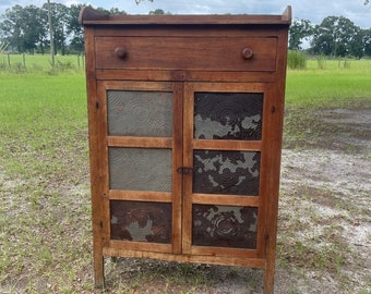 Vintage pie safe, kitchen cabinet, pantry, china hutch, antique wood pantry, kitchen furniture,tin door, farmhouse furniture,farmhouse decor