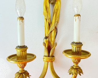 Sconce Lamp, Vintage Light, Metal Light, Vintage wall Lamp, candle light, bronze light, gold gilt lamp, vintage lighting