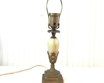 Brass Desk Lamp, onyx stone lamp, Vintage Light, Metal Light, Vintage table Lamp, bronze light, metal lamp, antique lamp,