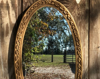 Large mirror, vintage mirror, gold mirror, ornate mirror, 1970s decor, wall mirror, wall decor, wall hanging ,