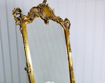 Vintage mirror, brass mirror, ornate mirror, table top mirror, brass,Victorian style, vintage mirror, shabby chic mirror.