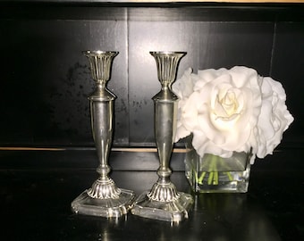 Silver Plated Candlesticks, Centerpiece, Candle Holder, Two Candle Holders, Gift, Wedding decor