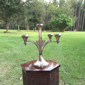 Silver Plated Candlestick, silver Centerpiece, wedding candle, Candle Holder, Gift, Wedding Decor, Five Candle Candelabra