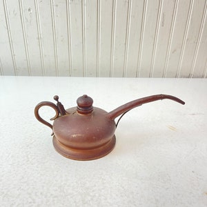 Antique oil can, copper oil can, metal container, farmhouse decor, industrial decor, petroleum,