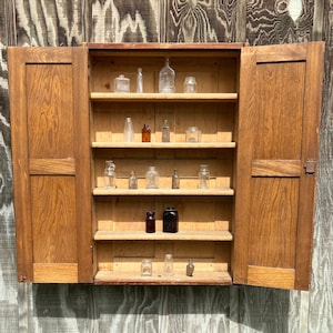 Antique display cabinet, wood pantry cabinet, antique cupboard, French Country, shelving Cabinet, Rustic decor, farmhouse,  Wall cabinet