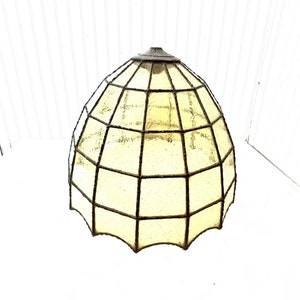 Leaded glass shade, vintage Chandelier shade, stained glass light, glass swag light, glass lamp shade, vintage Lighting,