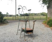 Antique shoe shine chair, Vintage barber chair, metal chair, furniture, industrial furniture, airport furniture, shoeshiner,