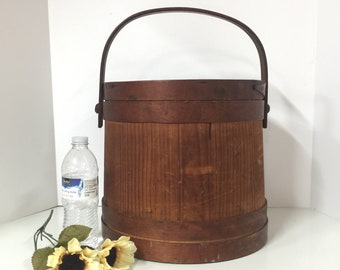 Vintage firkin bucket, wood bucket, farmhouse decor, vintage decor, primitive decor, planter, pail, rustic decor,