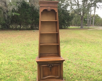 Vintage Pyramid Bookshelf, furniture, bookshelf cabinet, wood shelves, display cabinet, vintage furniture, unique cabinet, farmhouse style