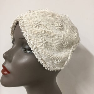 Vintage Hat, OOAK hat, Vintage Fashion, beaded cocktail hat, John Cartier fashion, white rhinestone,Kentucky derby, movie prop, photo prop,