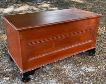 Antique Blanket Chest with candle box, hidden drawers, wood trunk, Primitive chest, hope chest, coffee table, Rustic trunk, Storage Box