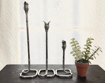 Silver Plated Candlesticks, Centerpiece, Candle Holder,Three Candle Holders, silver tulip, Gift, Wedding decor