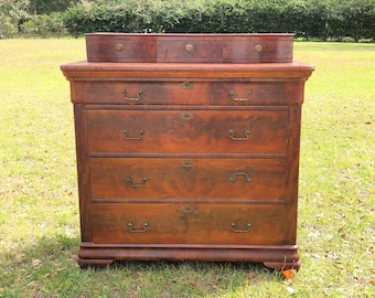 Antique Dresser, Chest On Chest Of Drawers, Empire chest dresser, Antique Furniture, farmhouse decor, bedroom decor, seven drawer dresser