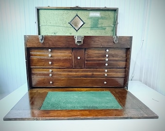 Vintage Gerstner Machinist Chest, wood tool box, wood drawer box, storage cabinet, craft box, vintage wood box, organizer, file box