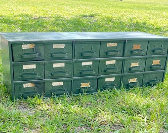 Metal Storage Drawer, Military parts cabinet, metal card catalog, apothecary,Storage Cabinet, Organizer, Coin Chest, Craft Storage