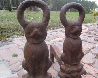 Antique Art Nouveu Andirons Firedogs Garden Decor Cottage Etsy
