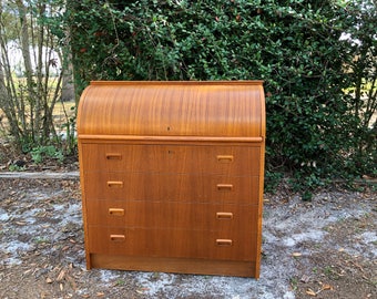 Teak Roll Top Desk Etsy