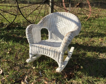 white wicker rocking chair for nursery