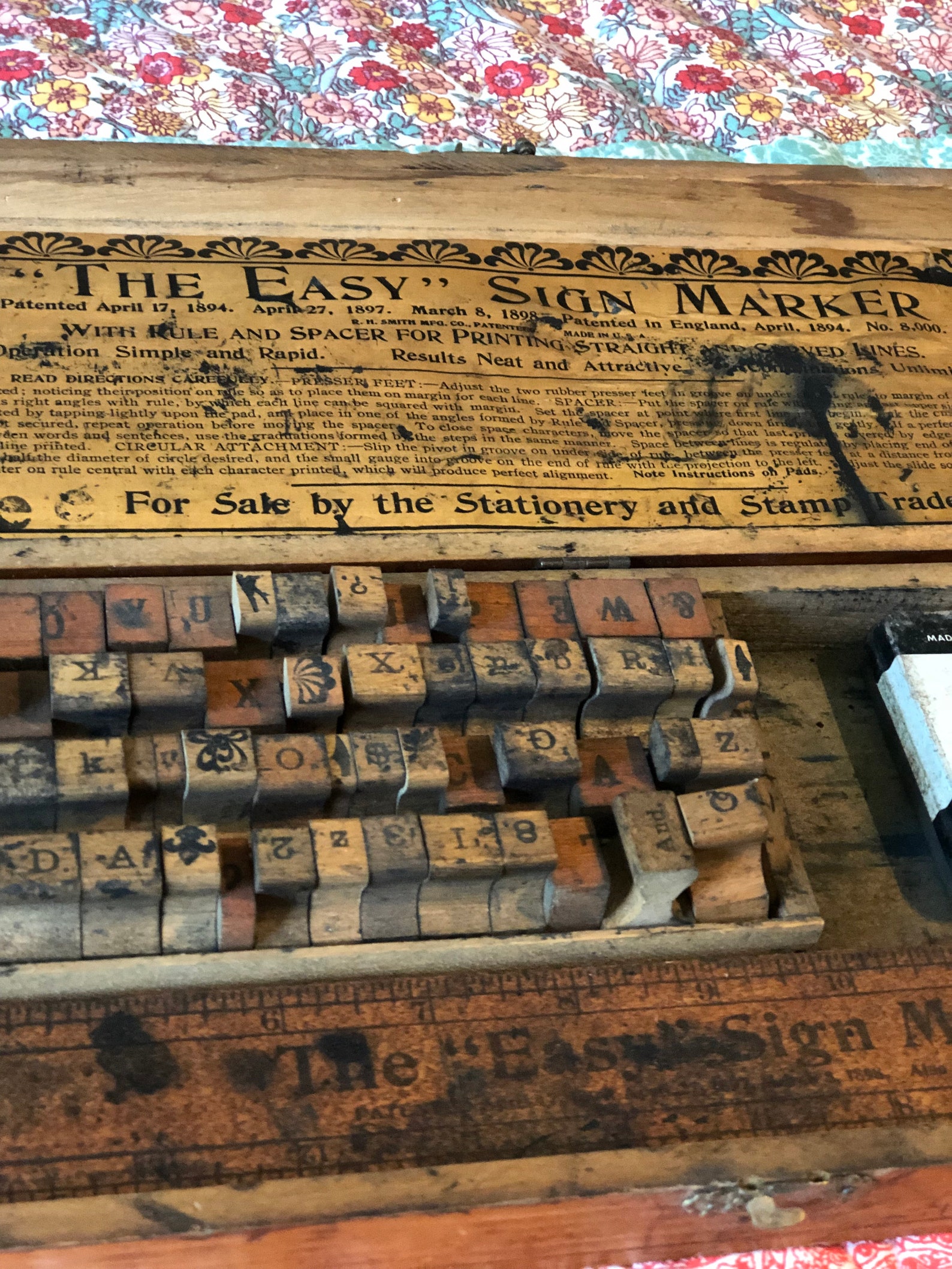 Antique Wood Letter Stamps Wood Box Sign Marker Ruler Etsy