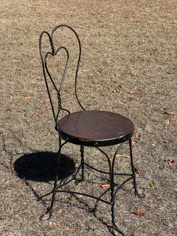 Antique Chair, Vintage Bistro Chair, Heart, Wrought Iron