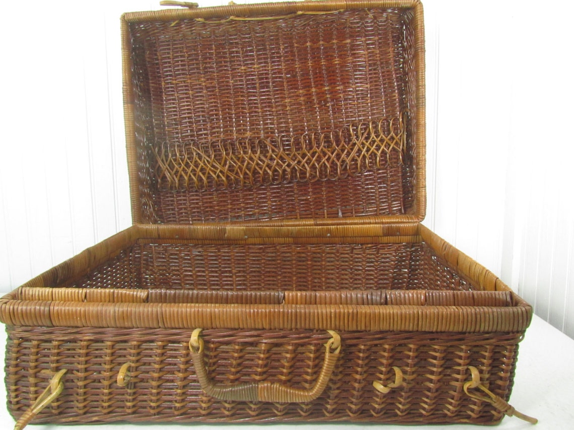 Wicker Suitcase Wicker Picnic Basket Picnic Basket Basket Etsy