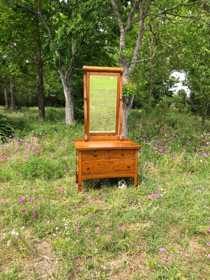 Antique wood Dresser mirror farmhouse decor rustic bedroom Etsy