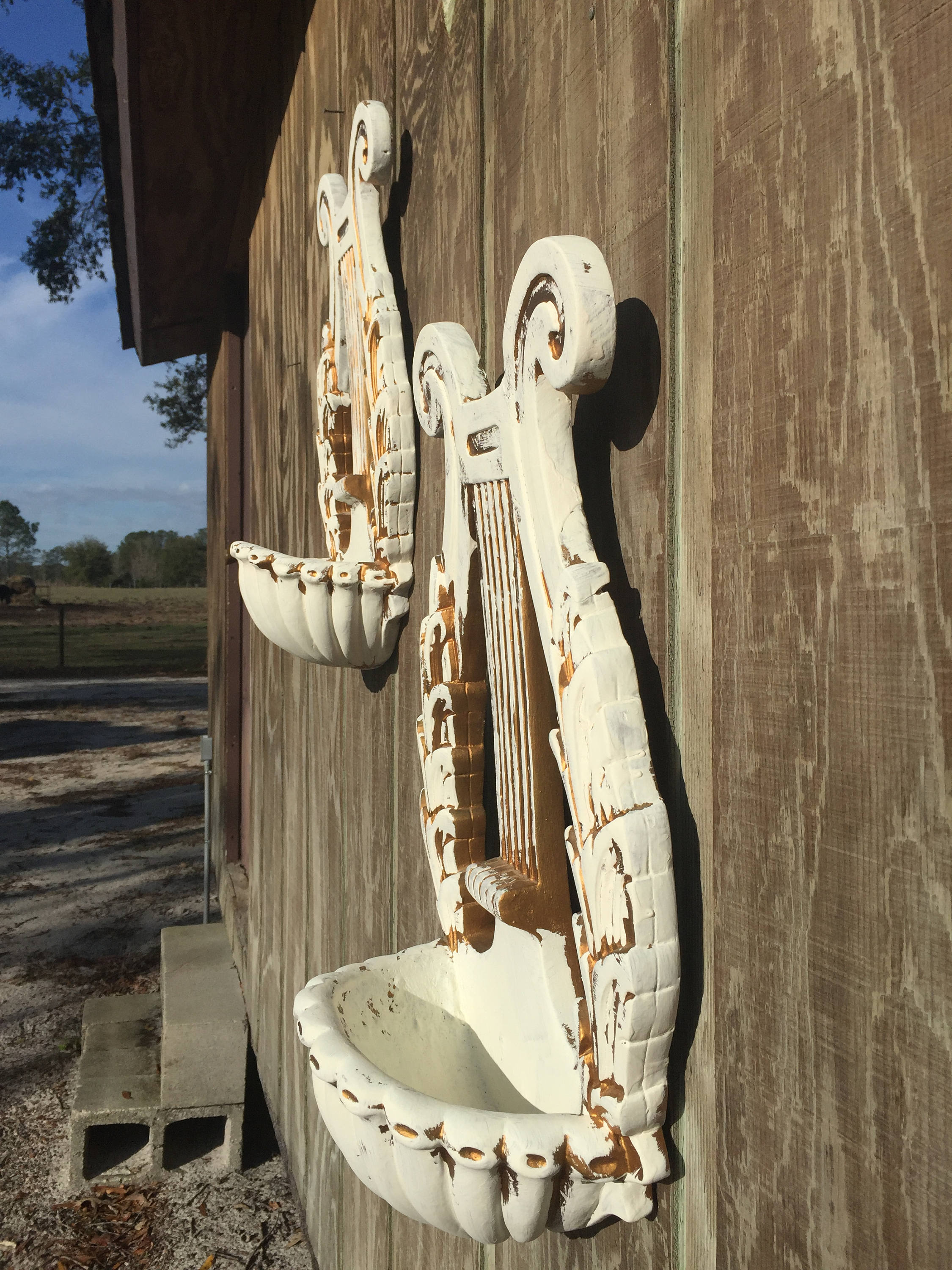 Shabby Chic Wall Sconce, Wall Pockets, Music Room, Grecian,wall Sconce