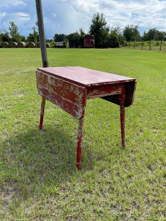 Drop Leaf Farmhouse Table Wood Table Primitive Furniture Entry
