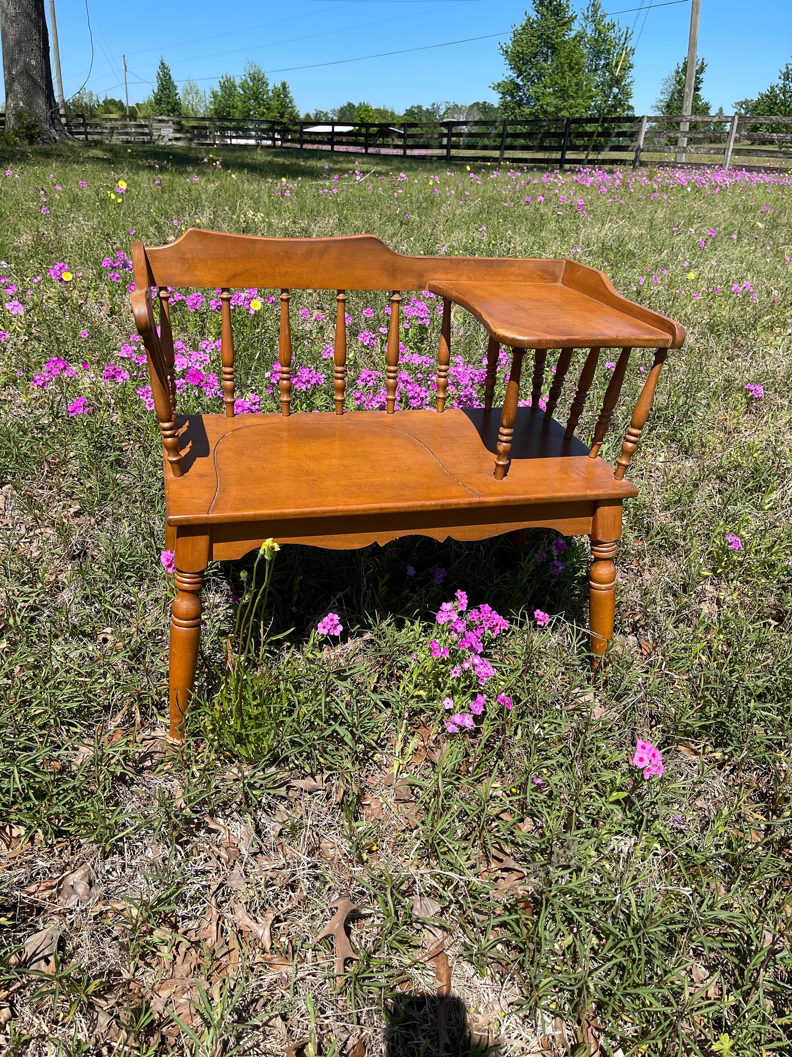 Vintage Phone Table Gossip Bench Wood Bench Vintage Side Etsy
