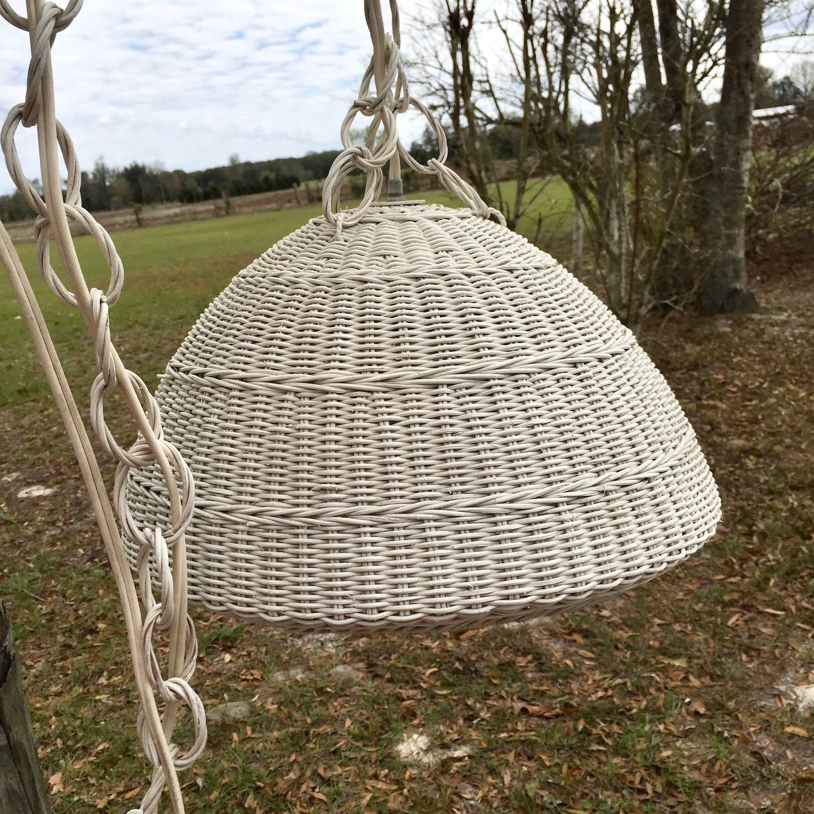 Vintage Wicker Lamp Swag Light Hanging Light Basket Light Etsy
