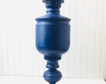 Vintage Lamp, blue metal lamp, table lamp, large lamp, lighting, traditional decor, vintage decor, nautical decor, New England decor,