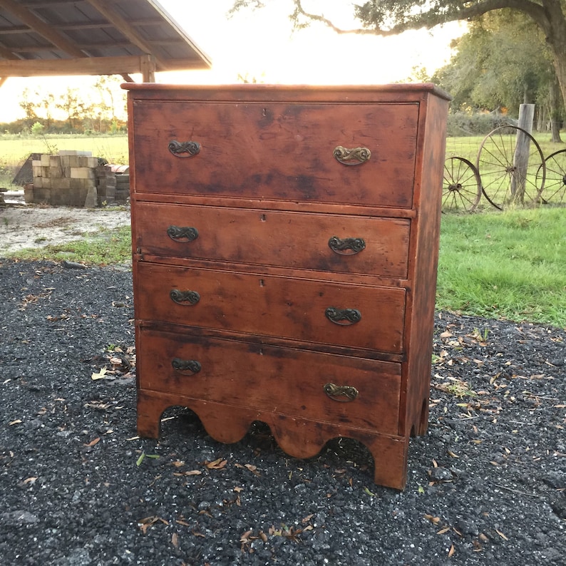Antique Chest of Drawers Pre Civil War Furniture Solid Wood Etsy