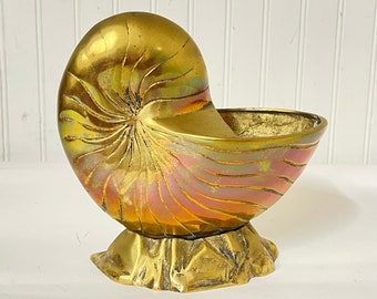 Brass Nautilus Shell, gold brass shell, interior design, shell planter